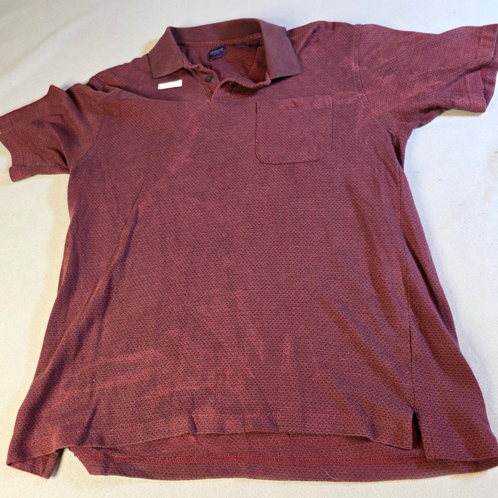 Arrow Mens Polo Shirt Burgundy Textured Short Sleeve Large